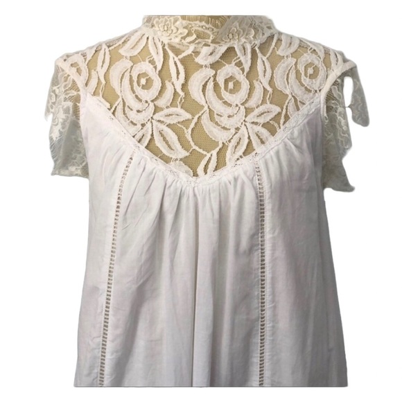 NWT White Cotton Lace Accent Lined Dress - Picture 3 of 5